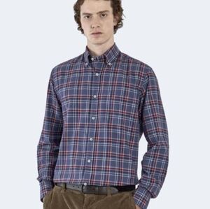 Paul & Shark Yachting Button Down Long Sleeve Shirt Size XL/44 Blue Red Great!